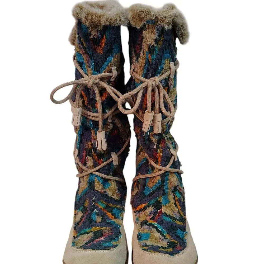 Sam Elderman Fur Lined Suede Boho Boots
